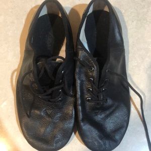 Womens black leather dance shoes